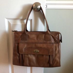 Fossil leather tote bag